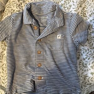 Navy and White Striped Kids Button Down Shirt